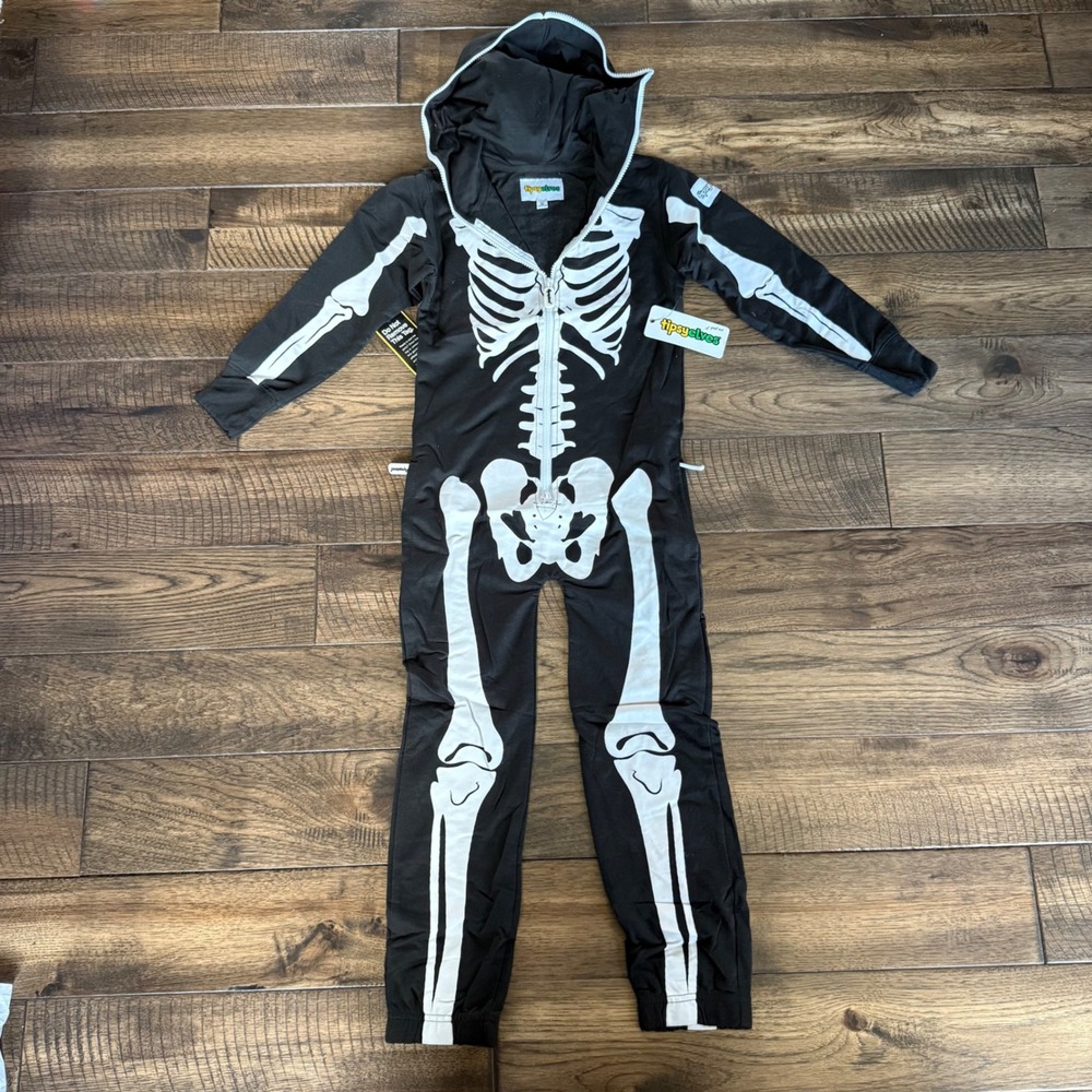 Tipsy Elves NWT Youth Medium Skeleton Jumpsuit Hooded Halloween Costume